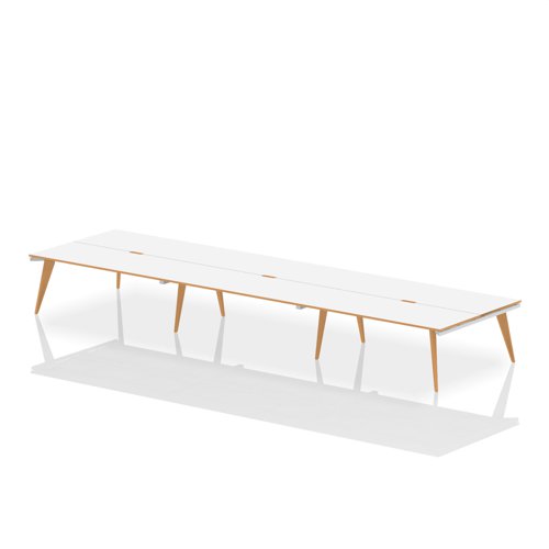 Oslo 1400mm Back to Back 6 Person Desk White Top Natural Wood Edge White Frame OSL0108