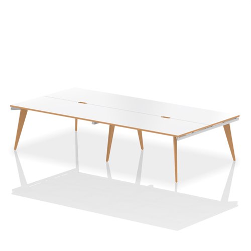 Oslo 1600mm Back to Back 4 Person Desk White Top Natural Wood Edge White Frame OSL0110