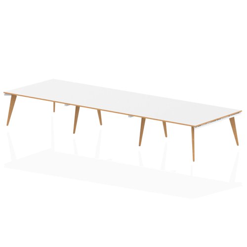 Oslo 4800mm Rectangular Boardroom Table White Top Natural Wood Edge White Frame OSL0129