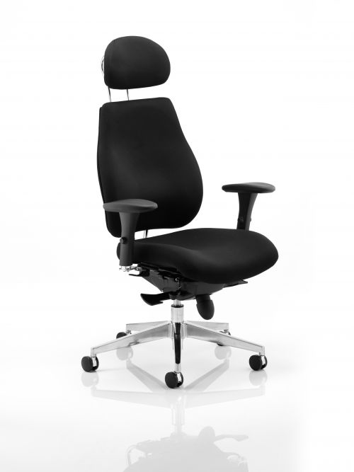 Chiro Plus Ergo Posture Chair Black With Arms With Headrest 