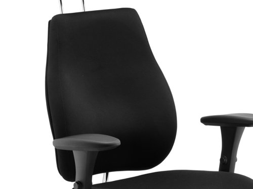PO000002 Chiro Plus Ergo Posture Chair Black With Arms With Headrest