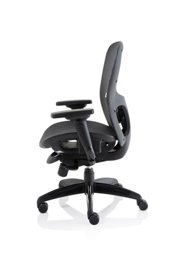 60540DY | Dynamic are proud to introduce the stealth family into our range. Already a firm favourite, this superbly refined heavy duty contract chair is made to cope in the most demanding environments. Its generously proportioned seating dimensions and many adjustments mean that it will easily accommodate most users. This task range is also complemented by the matching visitor chairs which boast the same quality as their counterparts. Available in All Mesh or Airmesh seat with mesh back finish. Headrest optional.  