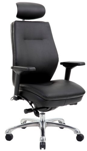 Domino Black Bonded Leather With Arms & Headrest
