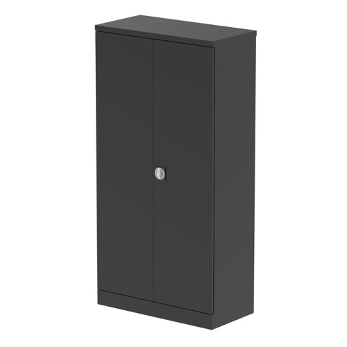 Qube Stationery 1850mm 2-Door Cupboard Black With Shelves