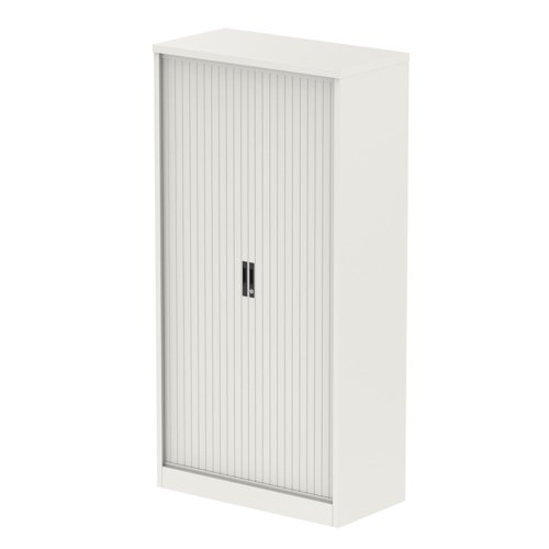 Qube 2000mm Side Tambour Cupboard White With Shelves