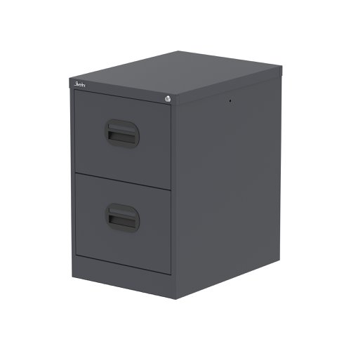 Qube 2 Drawer Filing Cabinet Graphite Grey