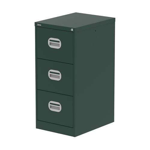 Qube 3 Drawer Filing Cabinet British Racing Green