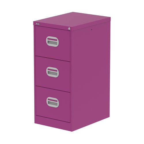 Qube 3 Drawer Filing Cabinet Traffic Purple