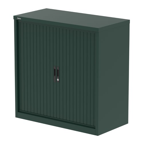 Qube 1000mm Side Tambour Cupboard British Racing Green With Shelves
