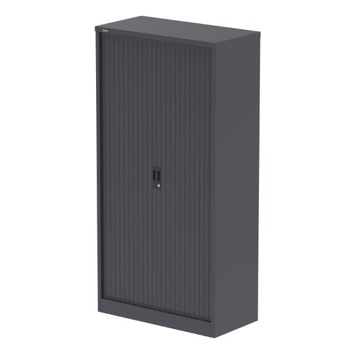 Qube 2000mm Side Tambour Cupboard Graphite Grey With Shelves