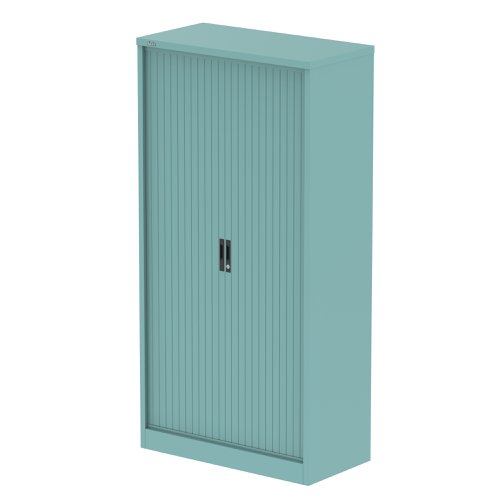 Qube 2000mm Side Tambour Cupboard Pastel Turquoise With Shelves
