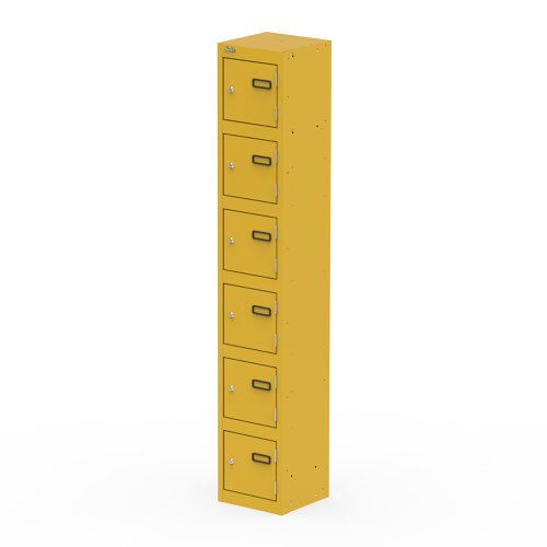 Qube Locker 6 Door 1800mm High Lemon Yellow
