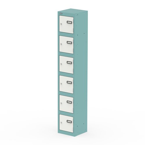 Qube Locker 6 Door 1800mm High Pastel Turquoise And Satin White