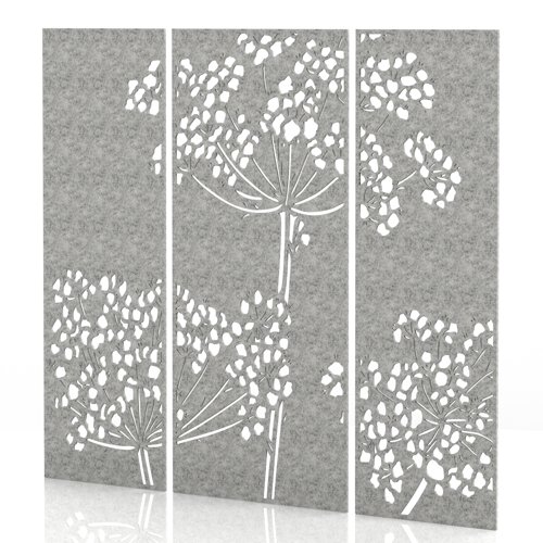 Sch! Acoustic Wall Panel - Wildflower (3 panels) - Pebble Light Grey