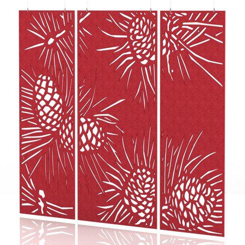 Sch! Acoustic Hanging Wall Panel - Pine (3 panels) - Poppy Red