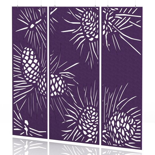 Sch! Acoustic Hanging Wall Panel - Pine (3 panels) - Plum Purple