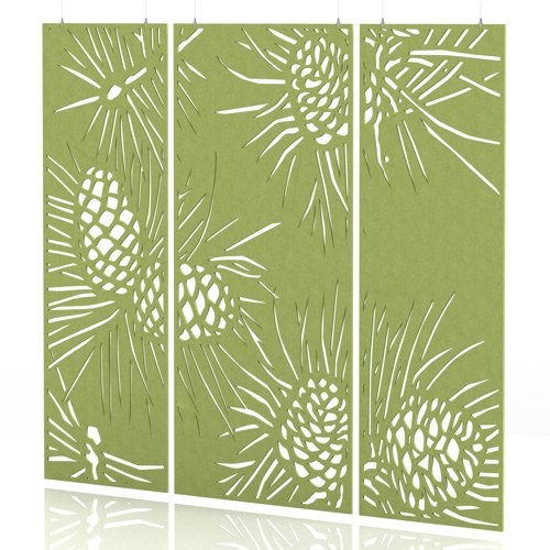Sch! Acoustic Hanging Wall Panel - Pine (3 panels) - Lime Green