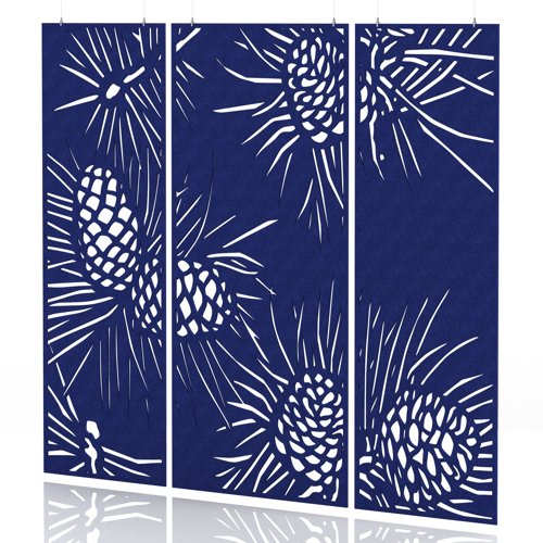 Sch! Acoustic Hanging Wall Panel - Pine (3 panels) - Cobalt Blue