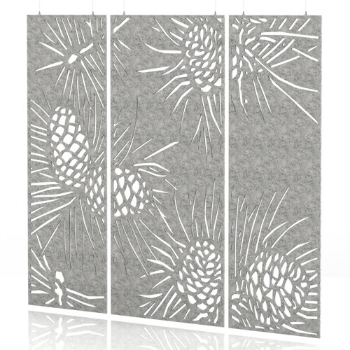 Sch! Acoustic Hanging Wall Panel - Pine (3 panels) - Pebble Light Grey