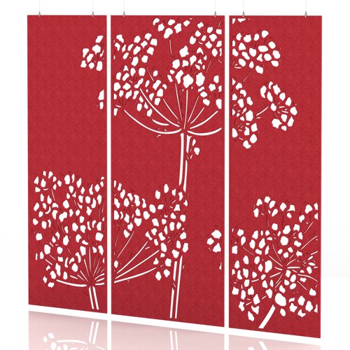 Sch! Acoustic Hanging Wall Panel - Wildflower (3 panels) - Poppy Red