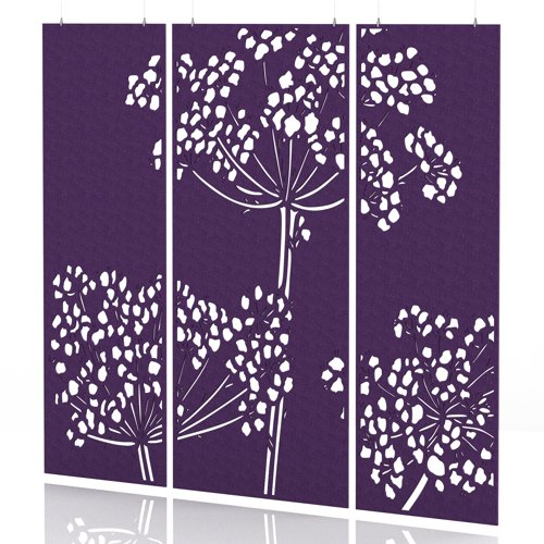 Sch! Acoustic Hanging Wall Panel - Wildflower (3 panels) - Plum Purple