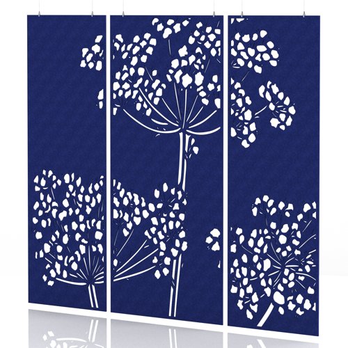 Sch! Acoustic Hanging Wall Panel - Wildflower (3 panels) - Cobalt Blue