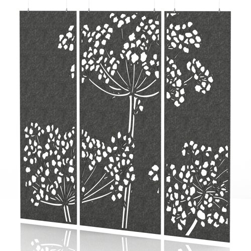 Sch! Acoustic Hanging Wall Panel - Wildflower (3 panels) - Graphite Charcoal