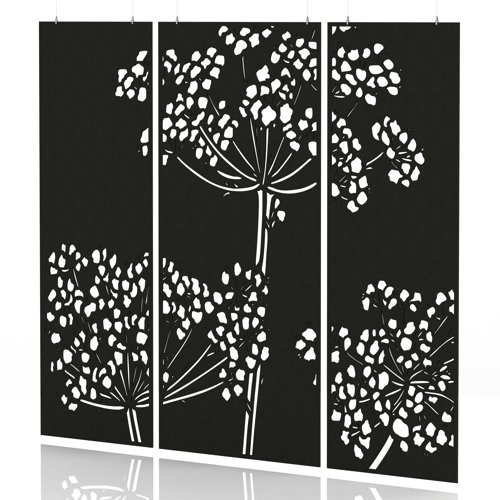 Sch! Acoustic Hanging Wall Panel - Wildflower (3 panels) - Raven Black