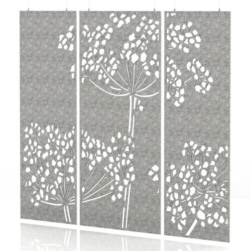 Sch! Acoustic Hanging Wall Panel - Wildflower (3 panels) - Pebble Light Grey