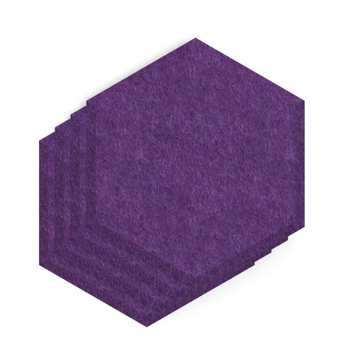 Sch! Acoustic Wall Tile - Set of 4 - Bevelled Edge - Hexagon - Plum Purple