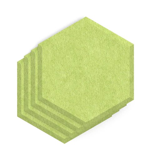 Sch! Acoustic Wall Tile - Set of 4 - Bevelled Edge - Hexagon - Lime Green