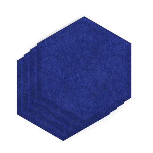 Sch! Acoustic Wall Tile - Set of 4 - Bevelled Edge - Hexagon - Cobalt Blue