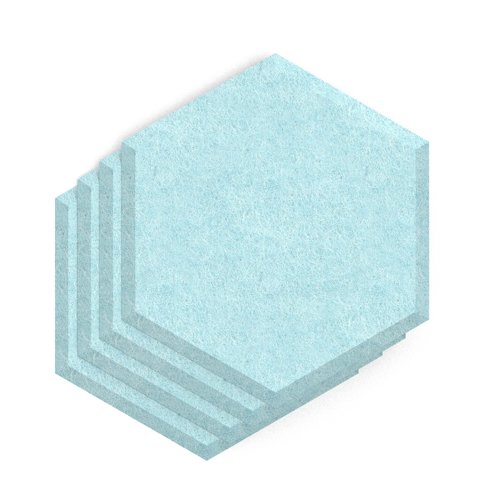 Sch! Acoustic Wall Tile - Set of 4 - Bevelled Edge - Hexagon - Sky Light Blue