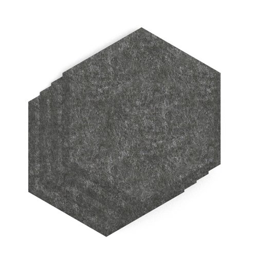 Sch! Acoustic Wall Tile - Set of 4 - Bevelled Edge - Hexagon - Graphite Charcoal