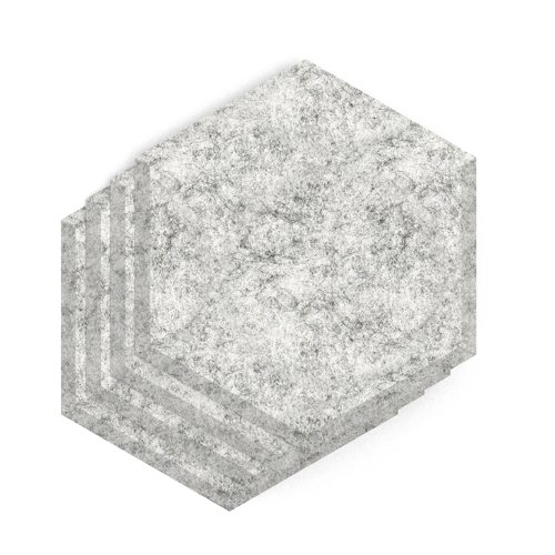 Sch! Acoustic Wall Tile - Set of 4 - Bevelled Edge - Hexagon - Pebble Light Grey