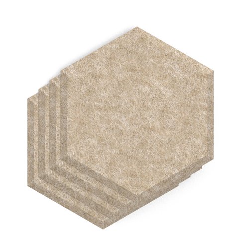 Sch! Acoustic Wall Tile - Set of 4 - Bevelled Edge - Hexagon - Oatmeal Beige