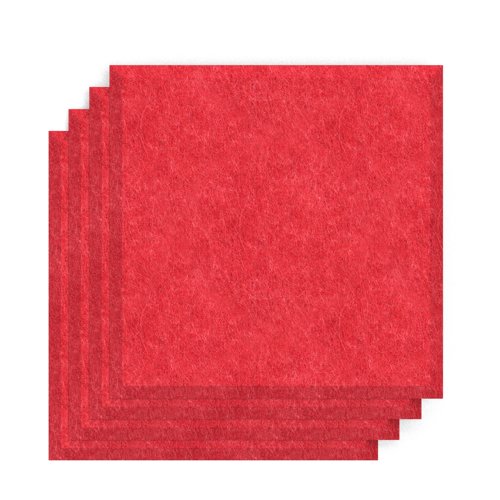 Sch! Acoustic Wall Tile - Set of 4 - Bevelled Edge - Square - Poppy Red