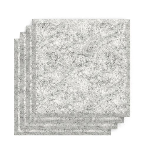 Sch! Acoustic Wall Tile - Set of 4 - Bevelled Edge - Square - Pebble Light Grey