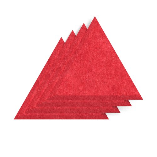 Sch! Acoustic Wall Tile - Set of 4 - Bevelled Edge - Triangle - Poppy Red