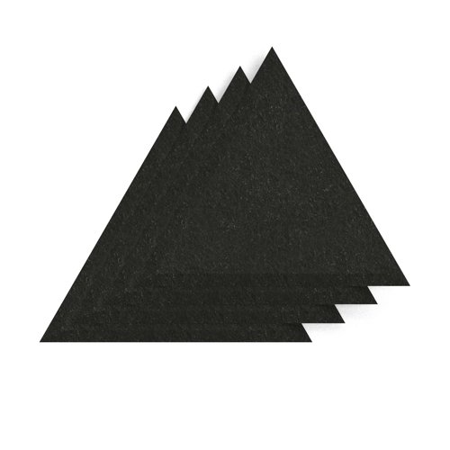 Sch! Acoustic Wall Tile - Set of 4 - Bevelled Edge - Triangle - Raven Black