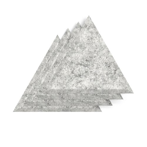 Sch! Acoustic Wall Tile - Set of 4 - Bevelled Edge - Triangle - Pebble Light Grey