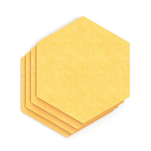 Sch! Acoustic Wall Tile - Set of 4 - Square Edge - Hexagon - Buttercup Yellow