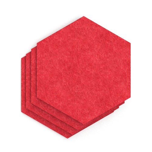 Sch! Acoustic Wall Tile - Set of 4 - Square Edge - Hexagon - Poppy Red