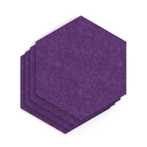 Sch! Acoustic Wall Tile - Set of 4 - Square Edge - Hexagon - Plum Purple