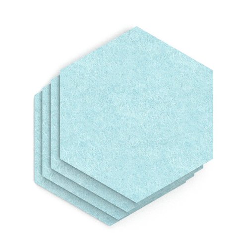 Sch! Acoustic Wall Tile - Set of 4 - Square Edge - Hexagon - Sky Light Blue