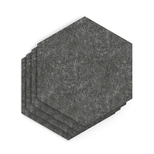 Sch! Acoustic Wall Tile - Set of 4 - Square Edge - Hexagon - Graphite Charcoal