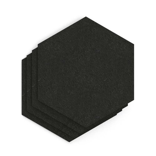 Sch! Acoustic Wall Tile - Set of 4 - Square Edge - Hexagon - Raven Black