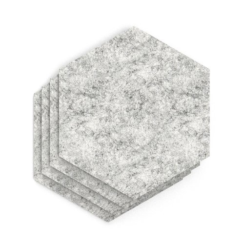 Sch! Acoustic Wall Tile - Set of 4 - Square Edge - Hexagon - Pebble Light Grey