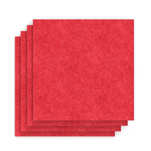 Sch! Acoustic Wall Tile - Set of 4 - Square Edge - Square - Poppy Red