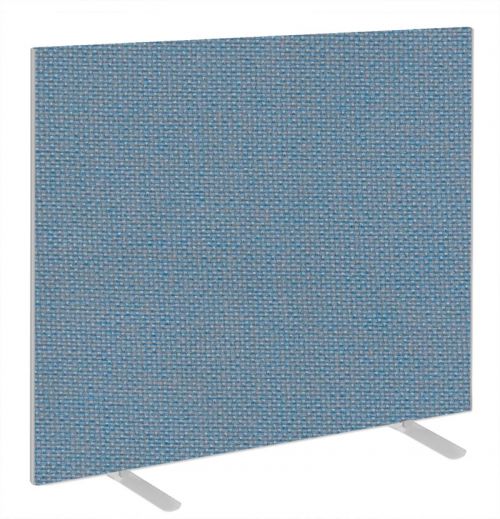 Impulse Plus Oblong 1200/1400 Floor Free Standing Screen Sky Blue Fabric Light Grey Edges